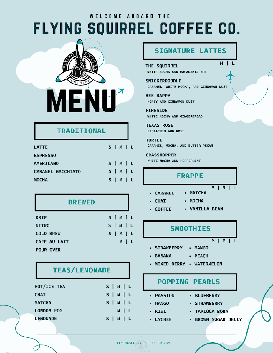 Menu Flying Squirrel Coffee Company-1